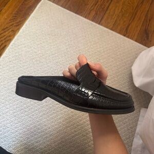 ASOS Black croc leather slip on loafers